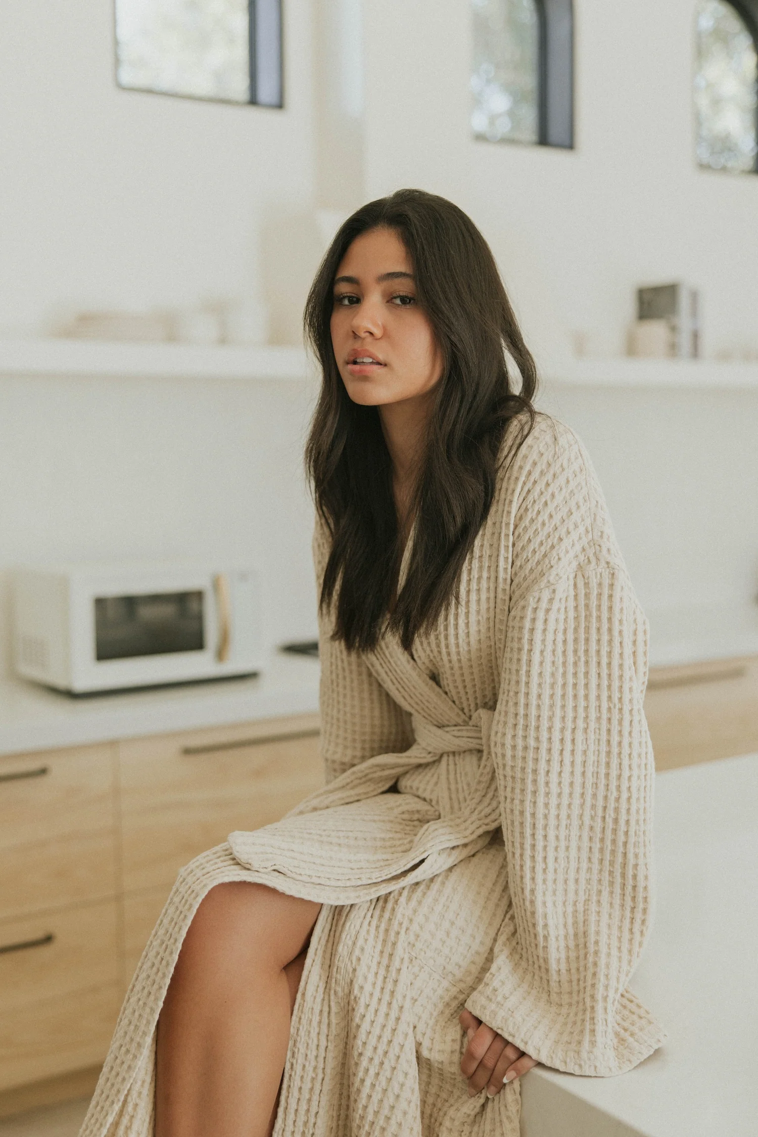 Haven Waffle Knit Robe | Almond - Image 7