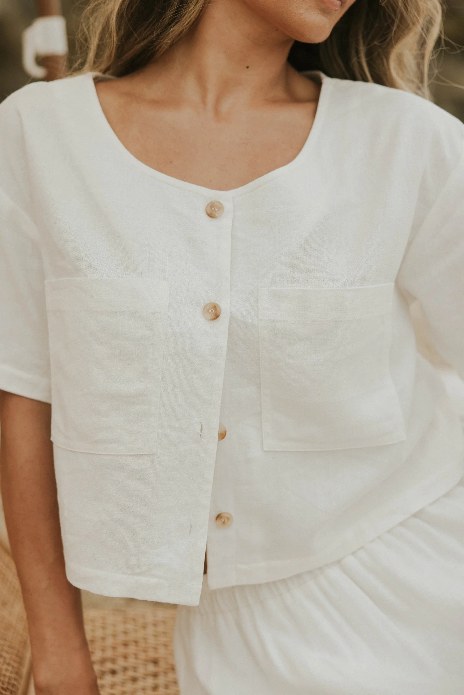 Isla Top in White | White Short Sleeve Blouse - Image 3