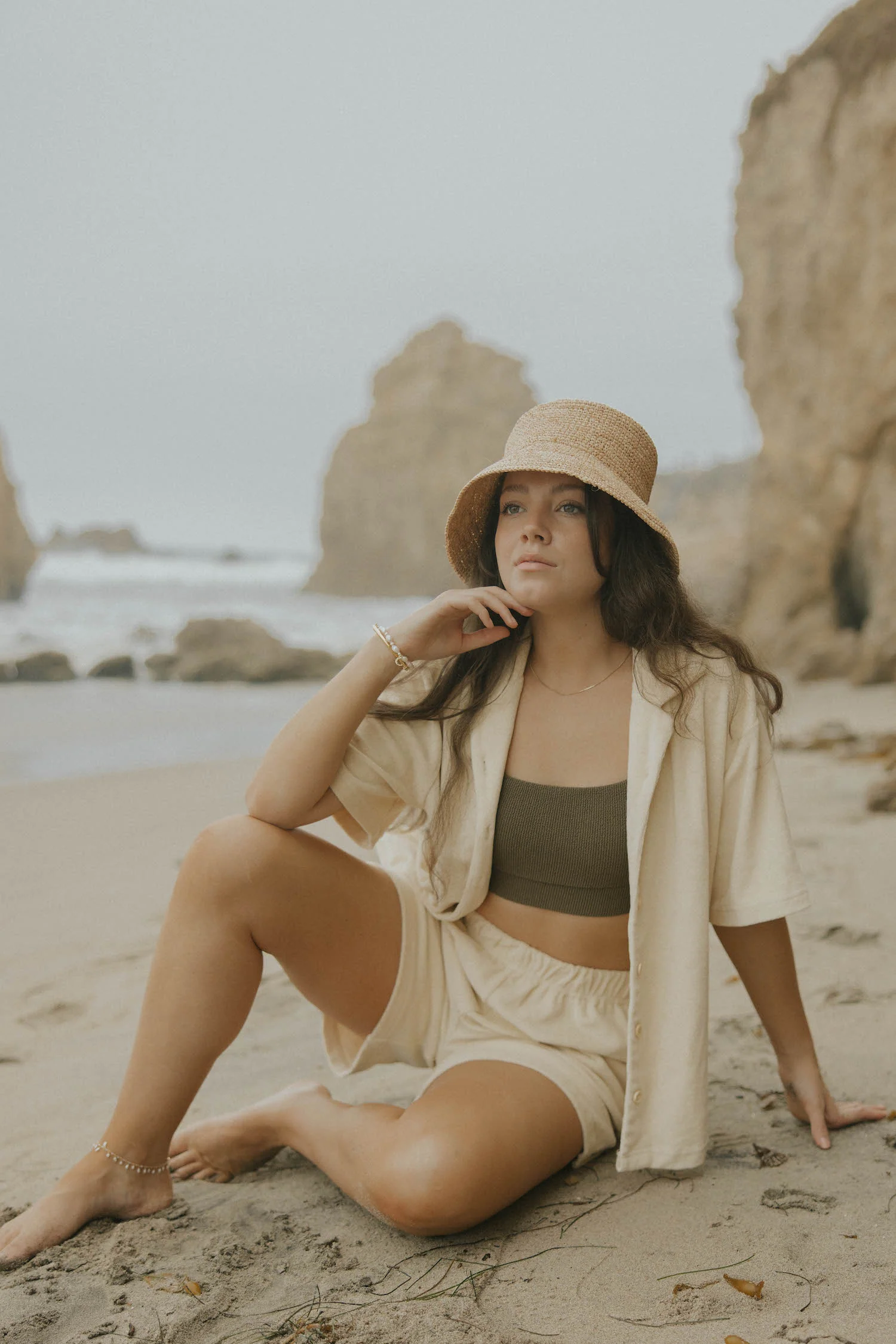 Playa Terry Cloth Button Down | Sand - Image 4