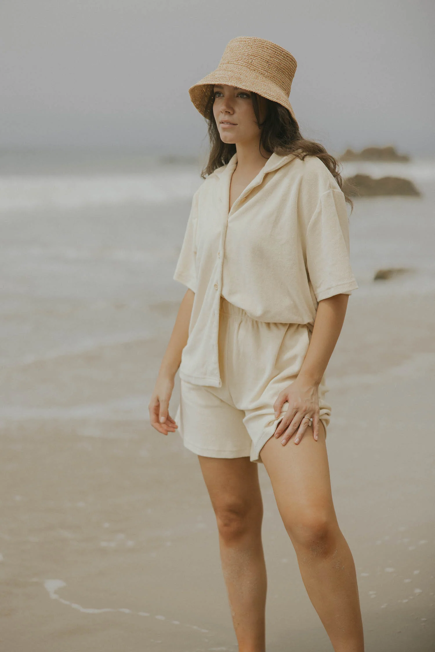 Playa Terry Cloth Button Down | Sand - Image 7