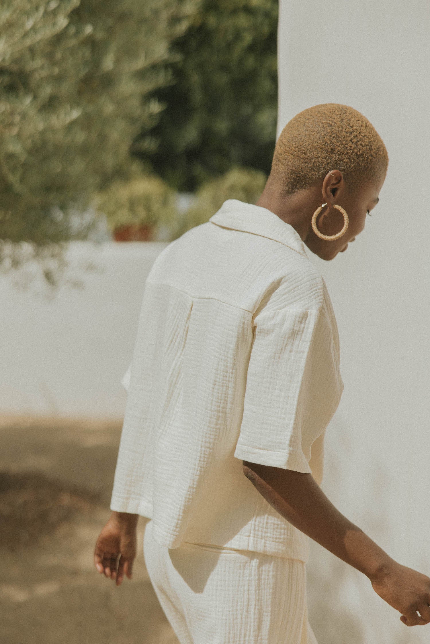 Carmen Top in Cream | Cream Gauze Button Down Top - Image 3