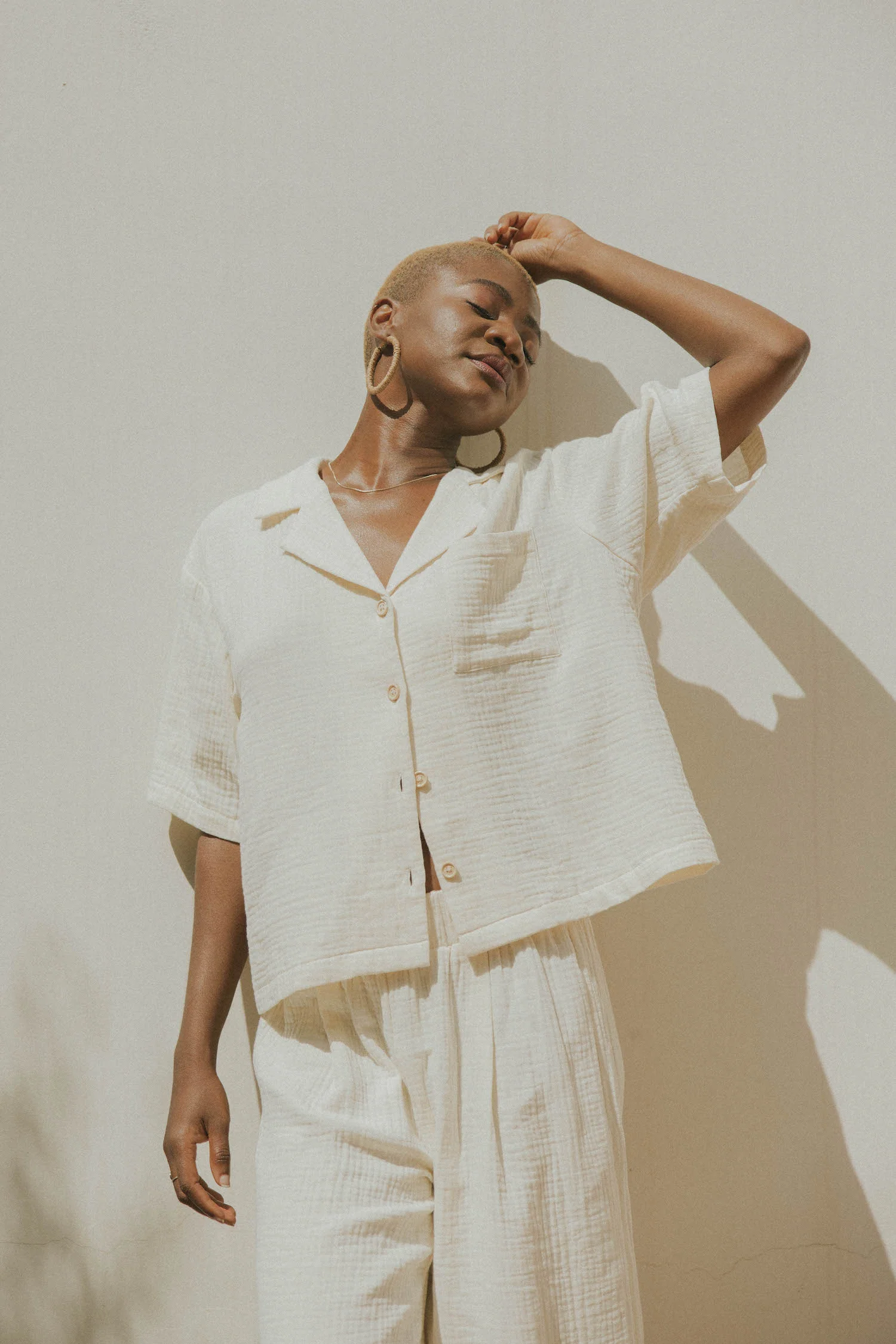 Carmen Top in Cream | Cream Gauze Button Down Top - Image 4