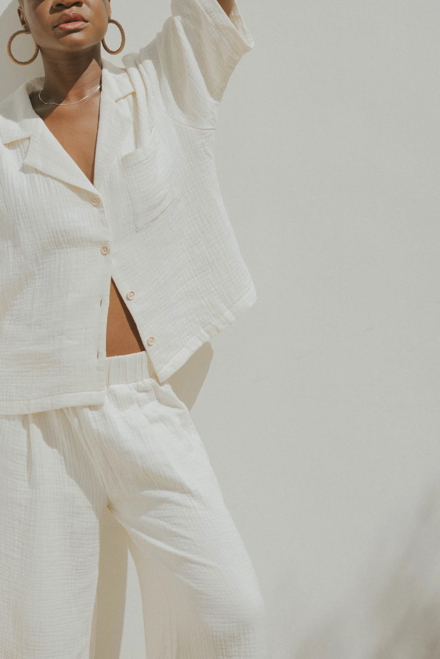 Carmen Top in Cream | Cream Gauze Button Down Top - Image 6