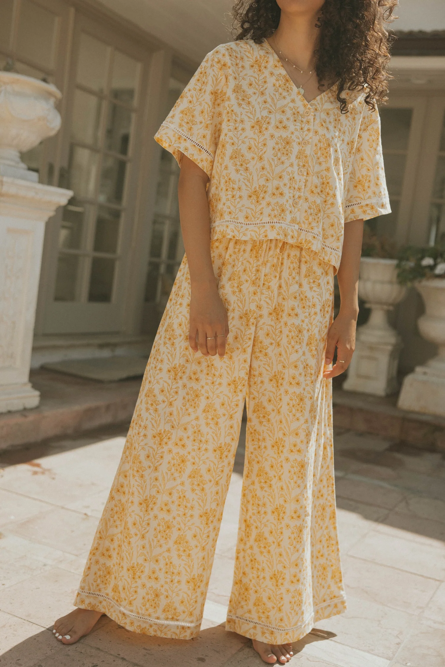 Clara in Honeysuckle | Women's Wide Leg Floral Pants - Image 4