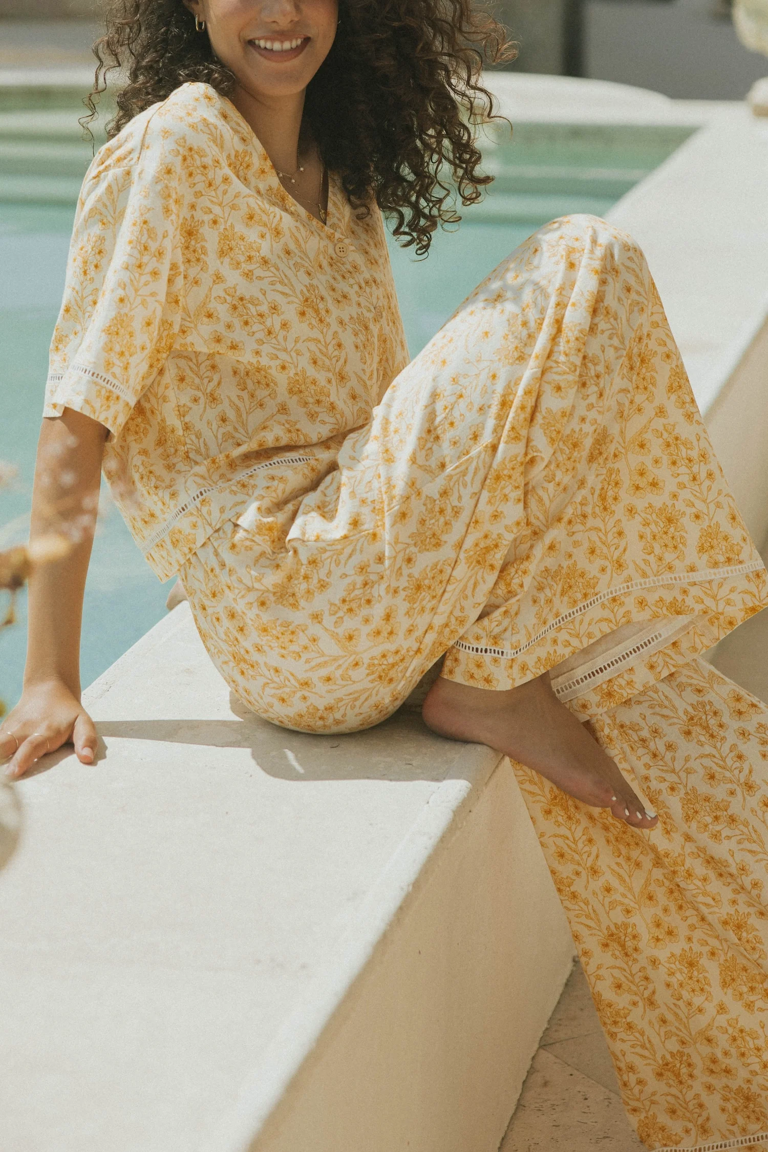 Clara in Honeysuckle | Women's Wide Leg Floral Pants - Image 6