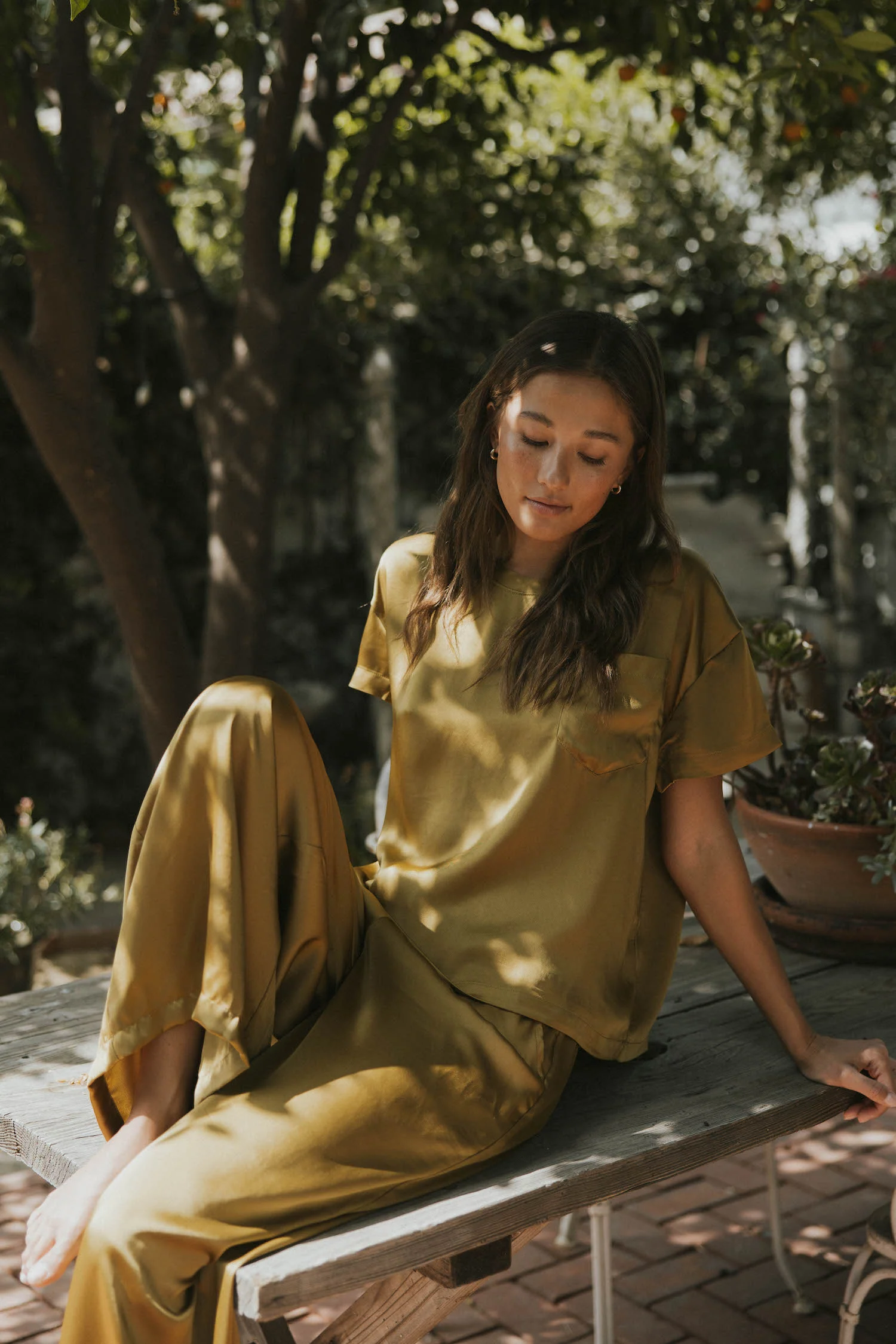 Isabel Satin Sleep Pant | Moss - Image 4