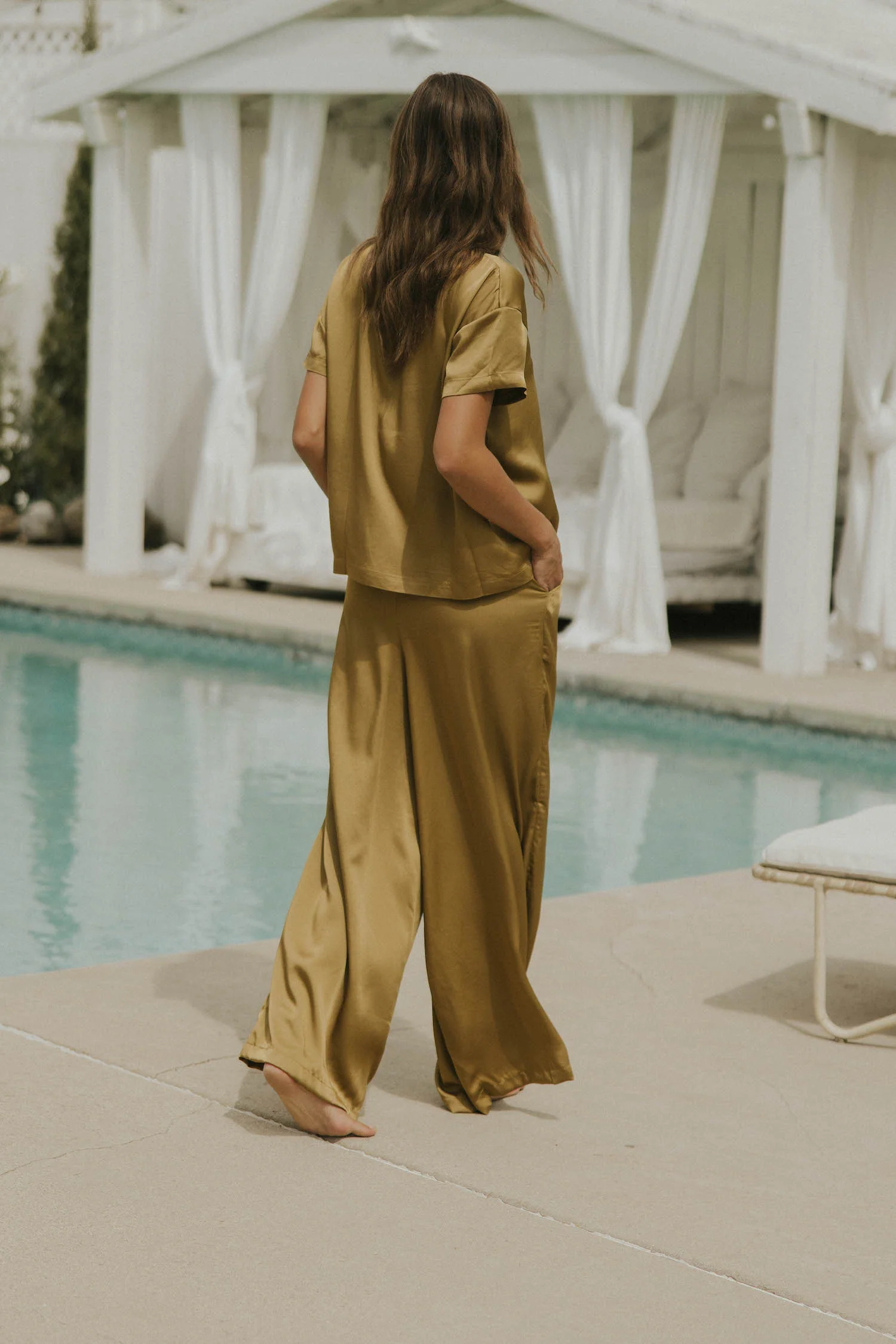 Isabel Satin Sleep Pant | Moss - Image 6