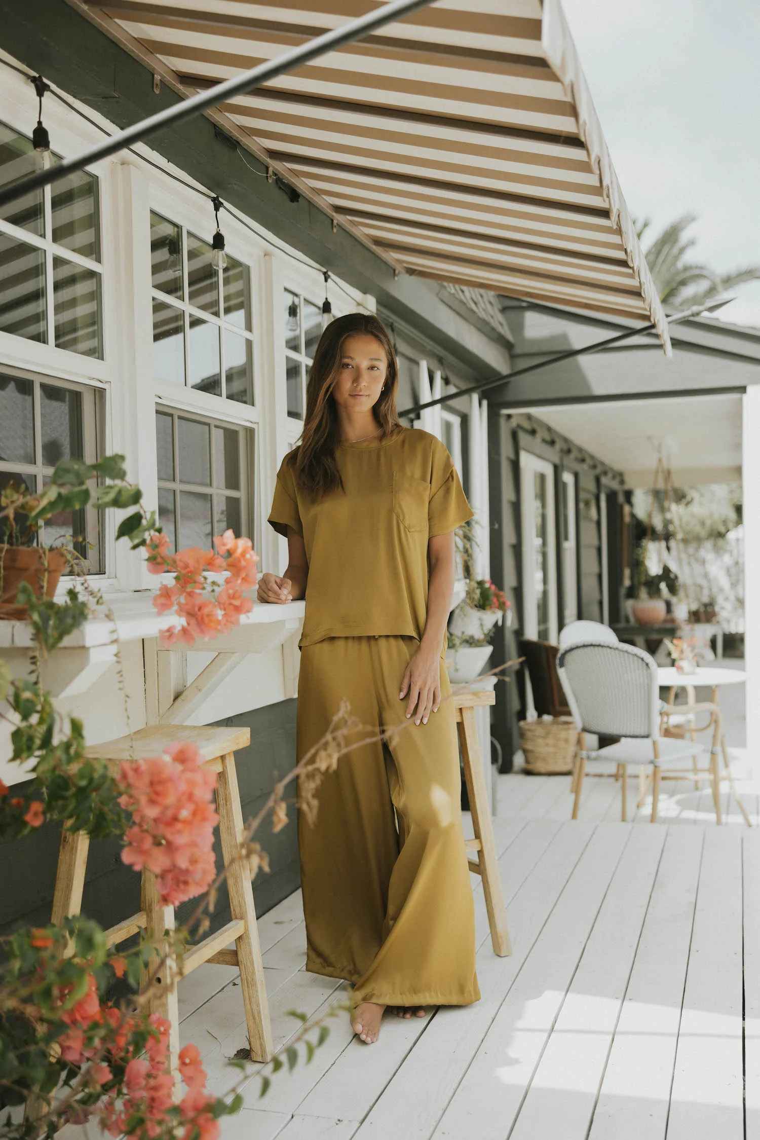 Isabel Satin Sleep Pant | Moss - Image 7