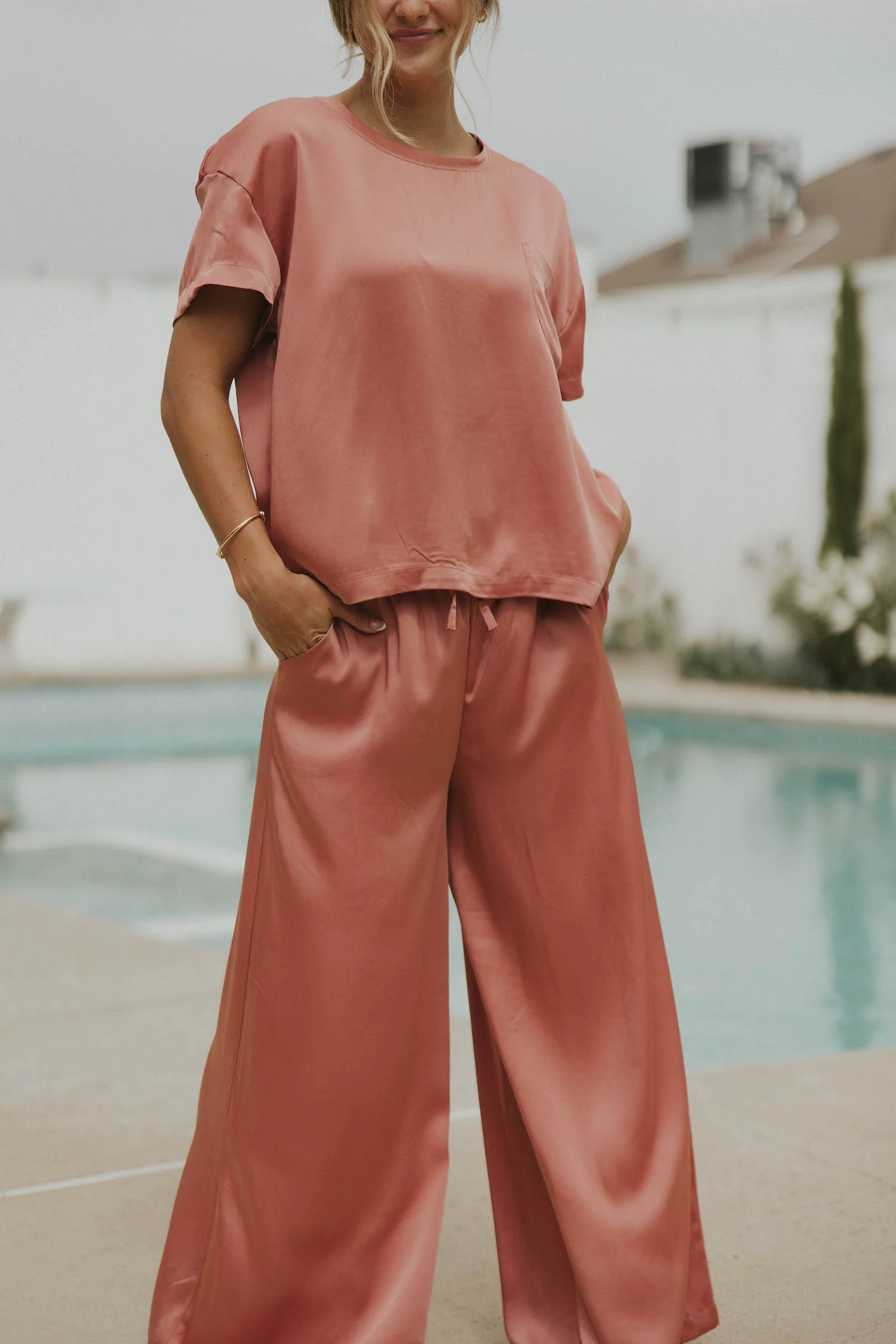 Isabel Satin Sleep Pant | Rose - Image 5
