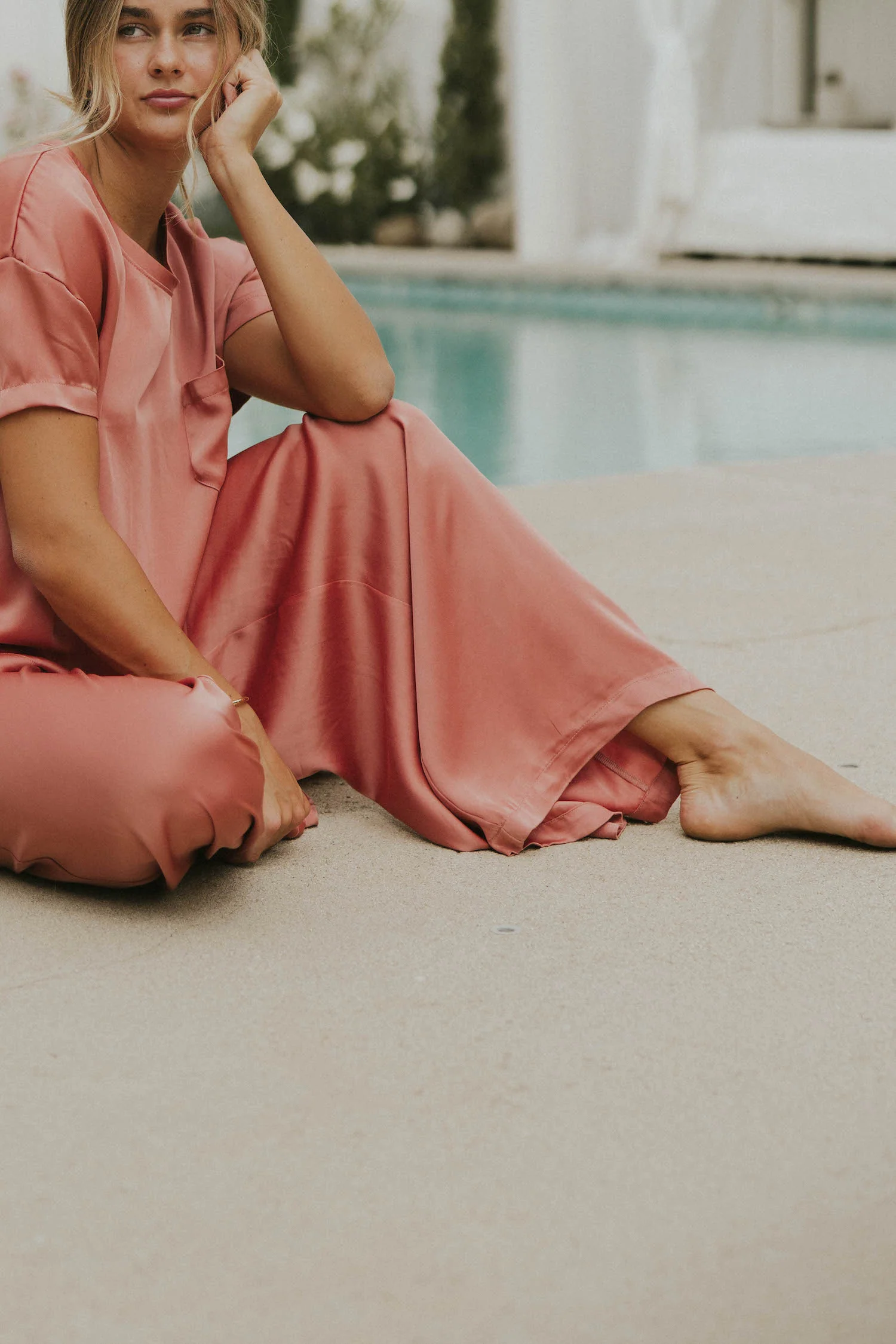 Isabel Satin Sleep Pant | Rose - Image 6