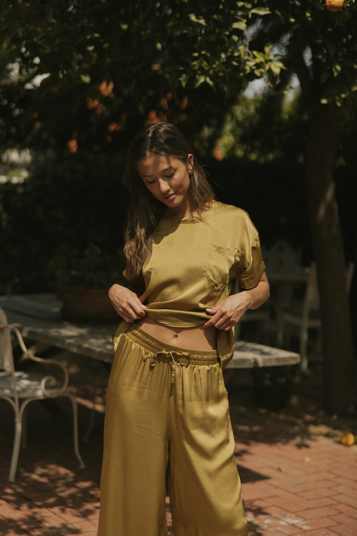 Isabel Oversized Satin Top | Moss - Image 4