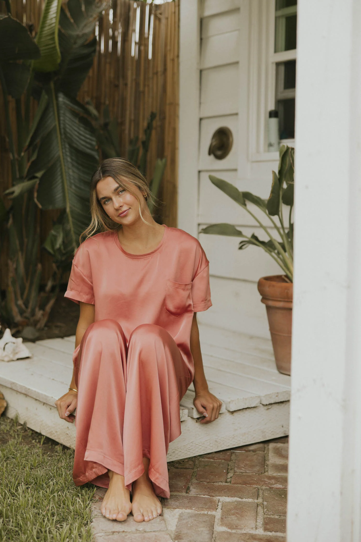 Isabel Oversized Satin Top | Rose - Image 4