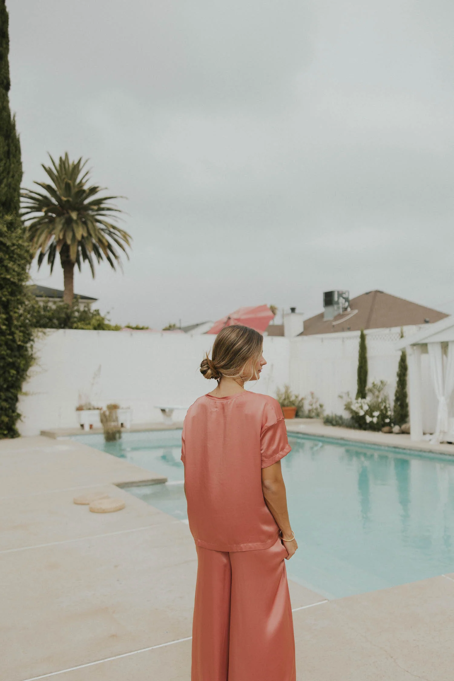 Isabel Oversized Satin Top | Rose - Image 5