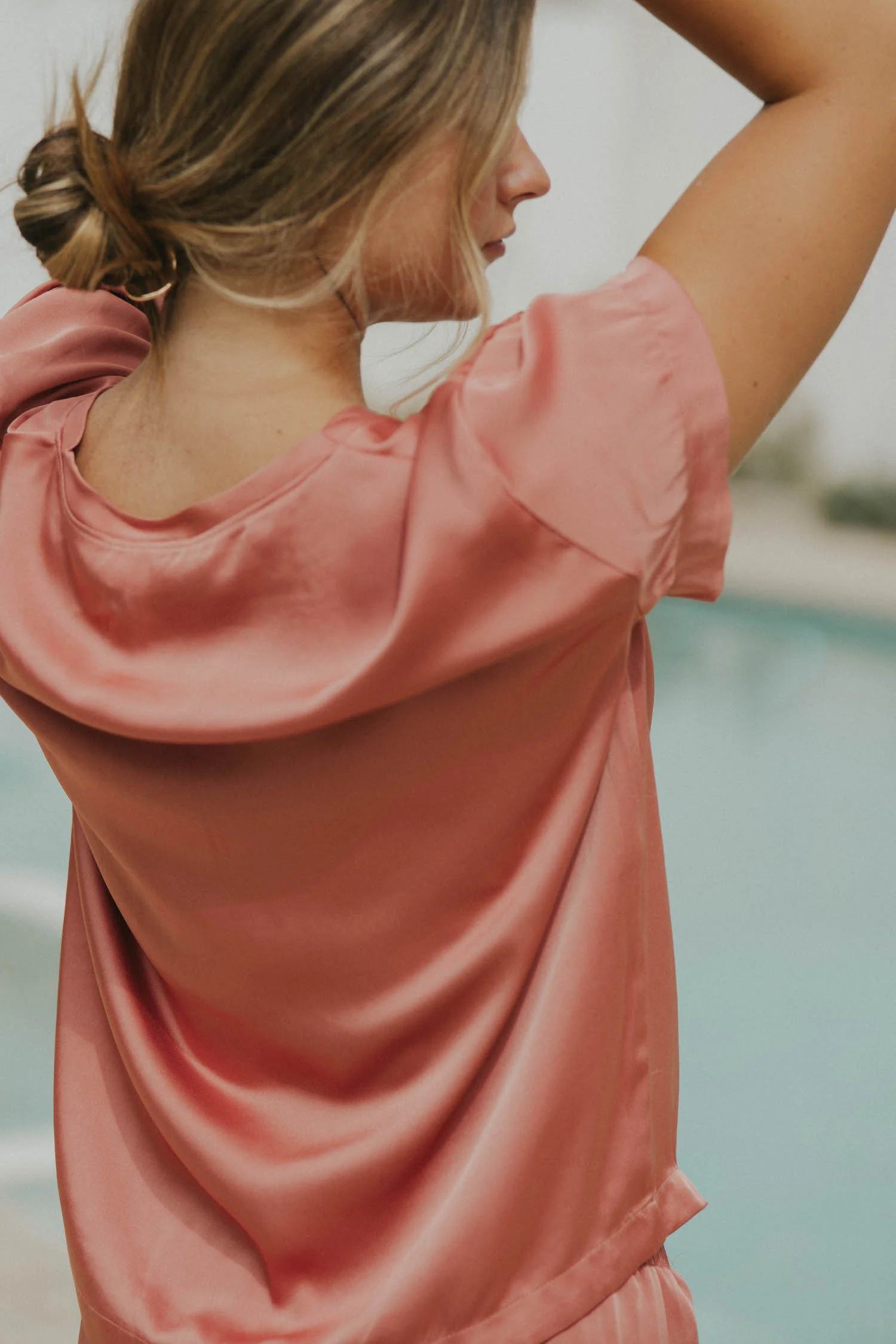 Isabel Oversized Satin Top | Rose - Image 7