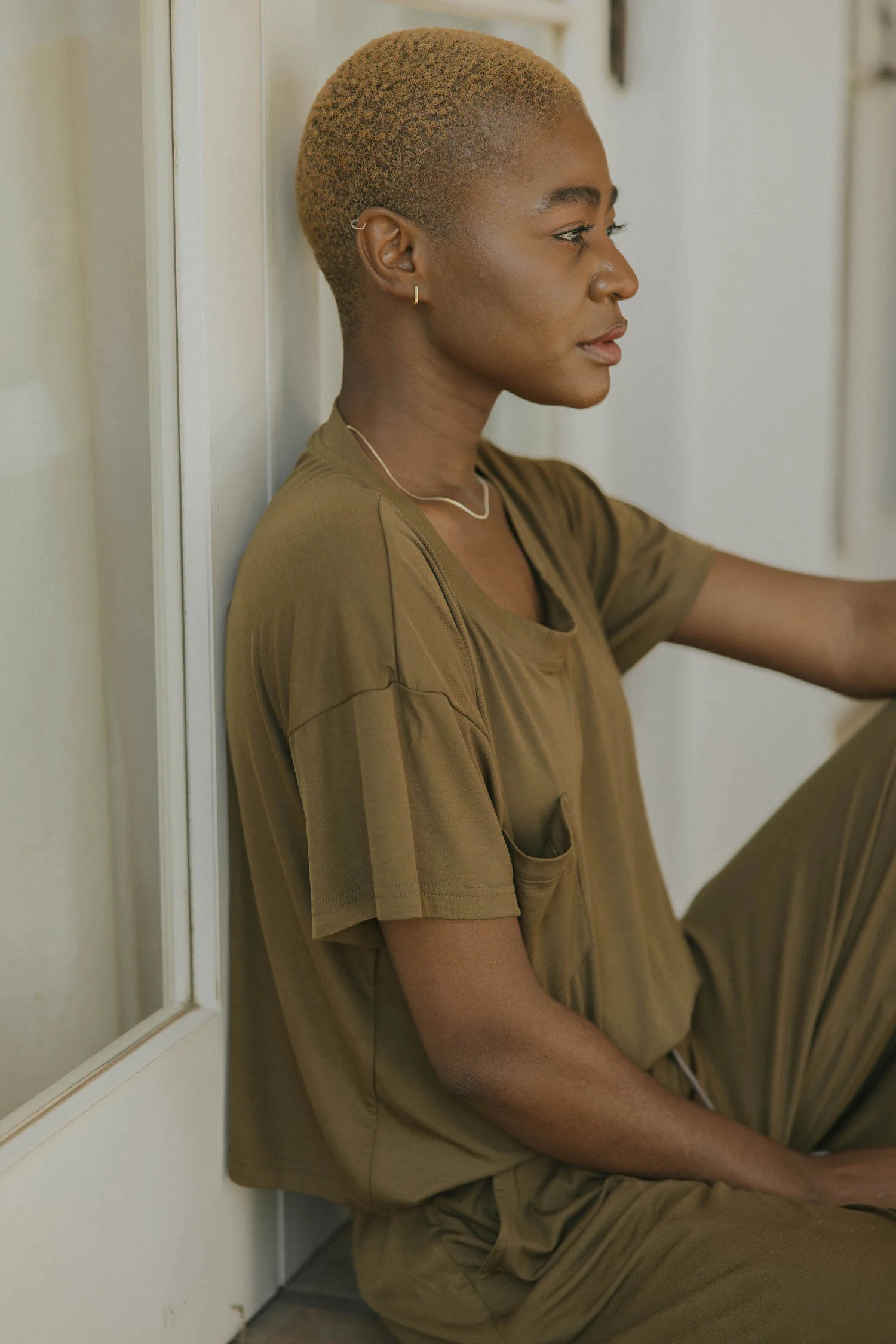 Luna Bamboo Cropped Tee | Olive - Image 3
