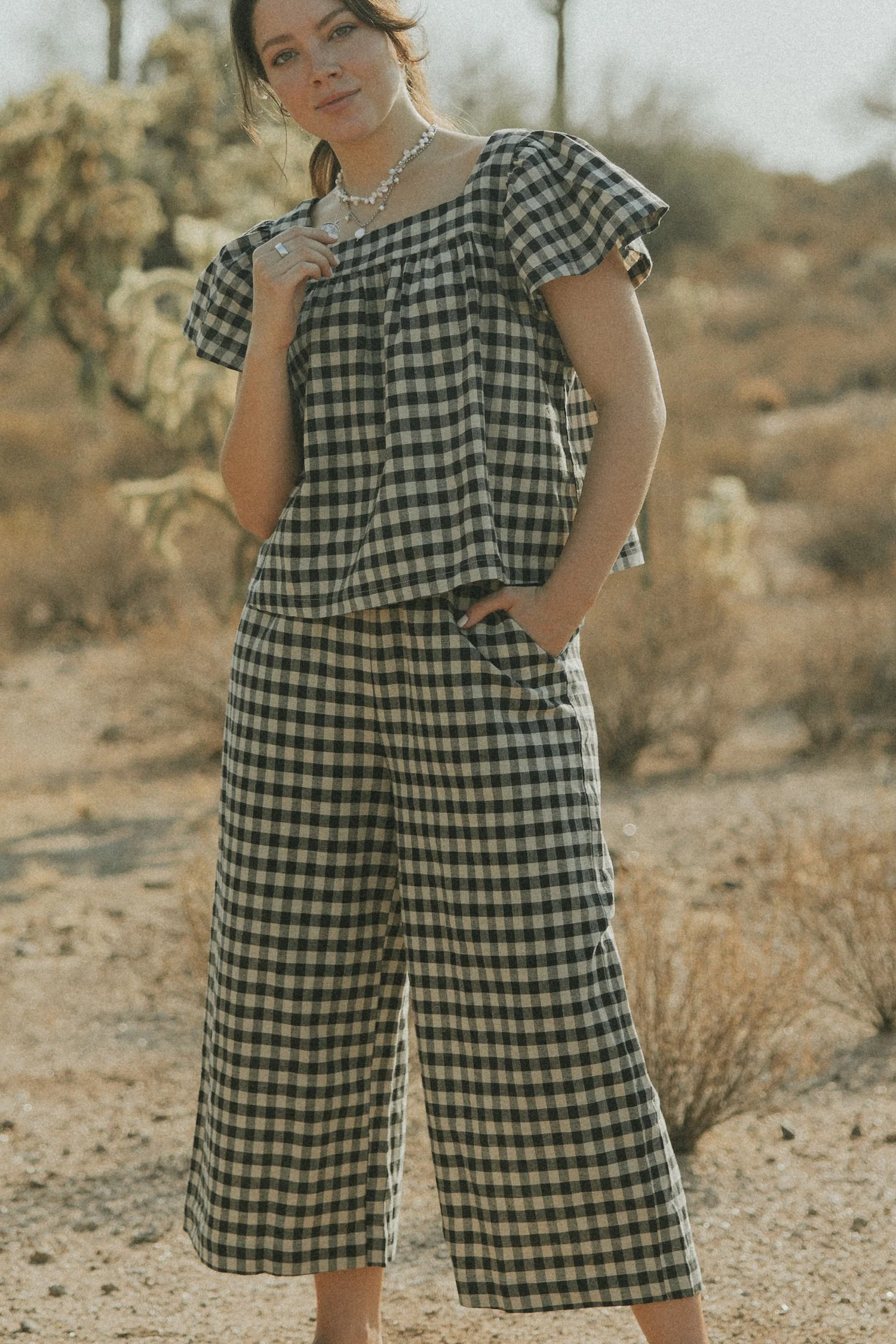Meadow Top in Charcoal | Flutter Sleeve Top - Image 4
