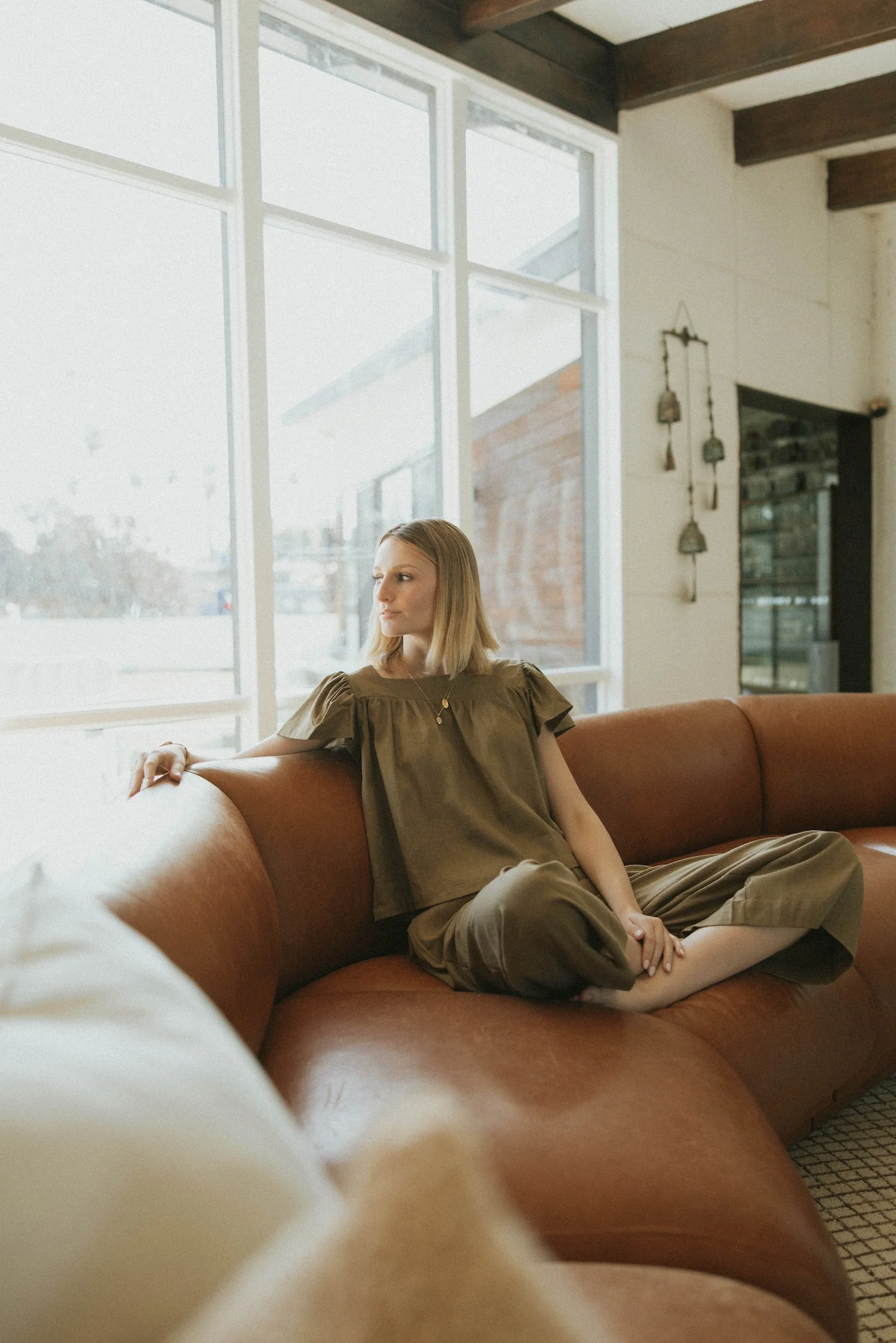 Meadow Top In Olive | Olive Green Blouse - Image 3