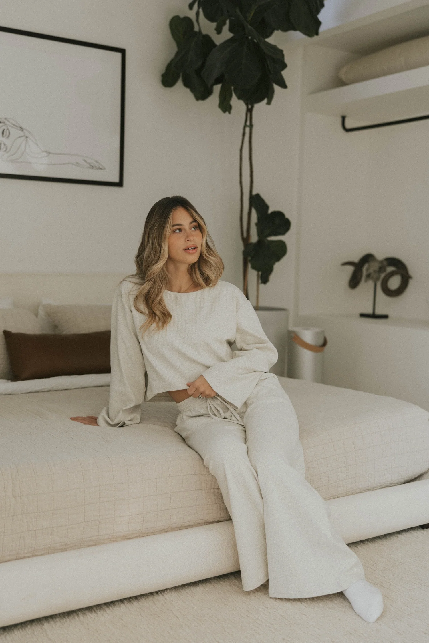 Zoe Thermal Ribbed Pant | Fog - Image 3